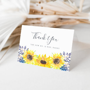 Carte De Remerciements Flowerfields Tournesol à l'aquarelle