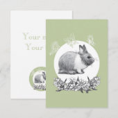 Carte De Remerciements Fluffez le lapin. Dessin au crayon (Devant / Derrière)