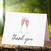 Carte De Remerciements Flûtes à champagne aquarelle pour brunch rose et b