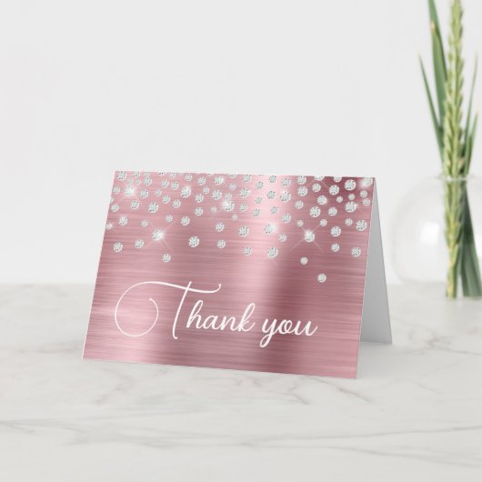 Carte De Remerciements Foil rose clair Confetti 50e anniversaire (Devant)
