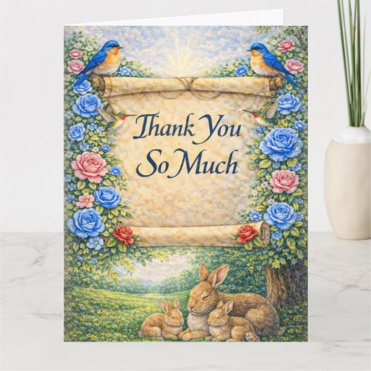 Carte De Remerciements Folded Floral Thank You Card with Scripture (Devant)