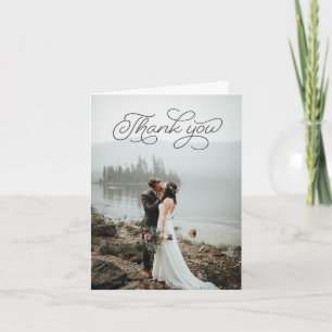 Carte De Remerciements Folded Thank You Card - Black Script