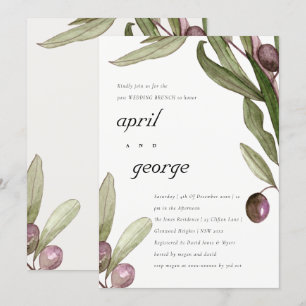 CARTE DE REMERCIEMENTS FOLIAGE À L'AQUARELLE OLIVE POUR CARTON D'INVITATI