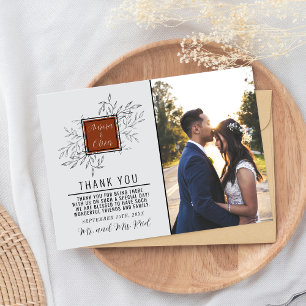 Carte De Remerciements Foliage délicat Orange rouille Mariage