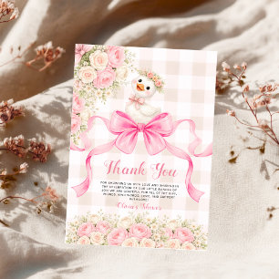 Carte De Remerciements Folle Oie Rose Ruban Rose Fille Baby Shower