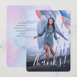 Carte De Remerciements Fond complet de photo en aquarelle pastel violet