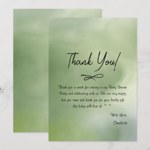 Carte De Remerciements Fond de baby shower aquarelle verte