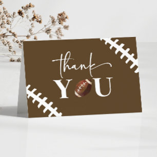 Carte De Remerciements Football Oh Garçon Baby shower blanc Brown