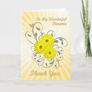 Carte De Remerciements For parents, Thank you card with yellow flowers
