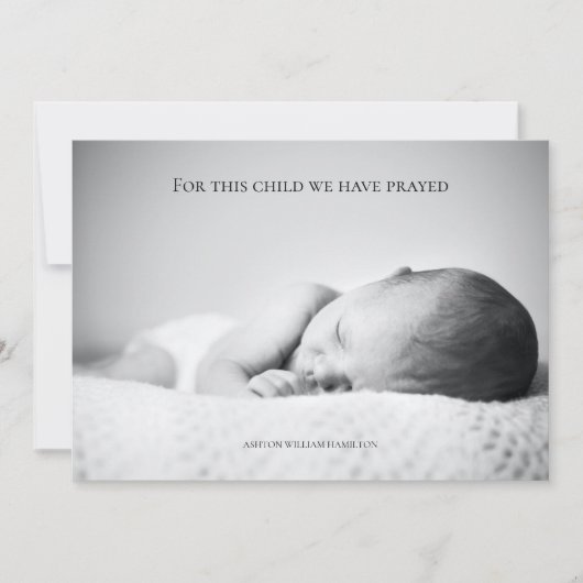 Carte De Remerciements For This Child We Have Prayed Baby Shower (Devant)