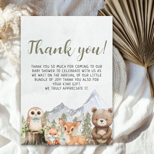 Carte De Remerciements Forest Adventure Baby Shower for Boy
