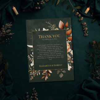 Carte De Remerciements Forest Witch Green Floral Wedding Thank You Card