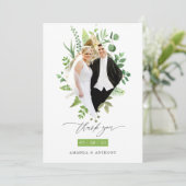 Carte De Remerciements Forest Woodland Greenery Mariage Photo Collage (Debout devant)