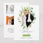 Carte De Remerciements Forest Woodland Greenery Mariage Photo Collage (Devant / Derrière)