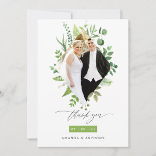 Carte De Remerciements Forest Woodland Greenery Mariage Photo Collage