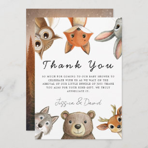 Carte De Remerciements Forêt Bois Animaux Baby shower de voyage