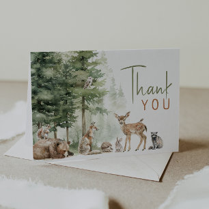 Carte De Remerciements Forêt Bois Animaux Baby shower plié