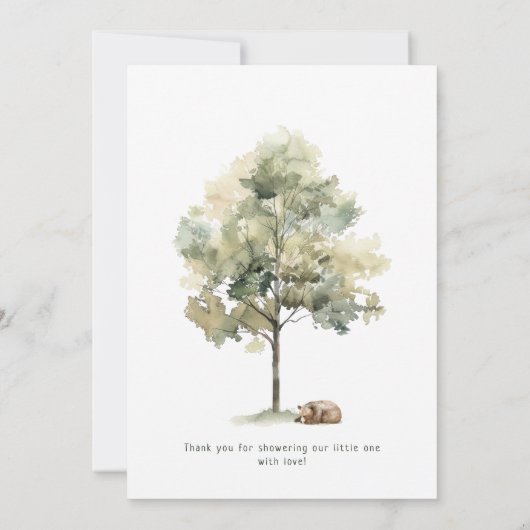 Carte De Remerciements Forêt Bois Animaux Baby shower vertical Plat (Dos)