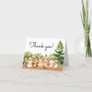 Carte De Remerciements Forêt de bois animal bébé garçon douche