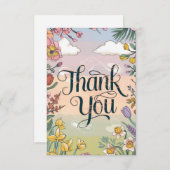 Carte De Remerciements Forêt de Charme Enchantée (Devant / Derrière)