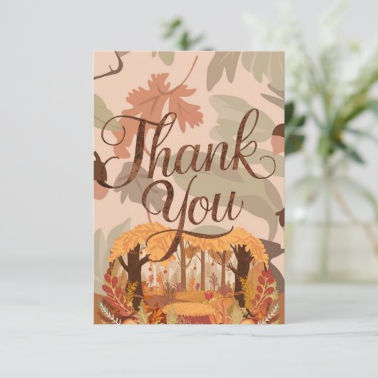 Carte De Remerciements Forêt de châtaignes automne (Debout devant)