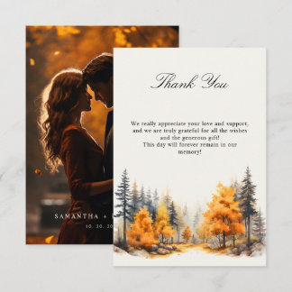 Carte De Remerciements Forêt de mariage d'automne Photo