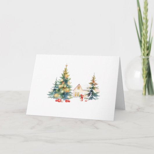 Carte De Remerciements Forêt de Noël (Devant)