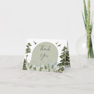 Carte De Remerciements Forêt de pins Montagne Couple Douche Pliée