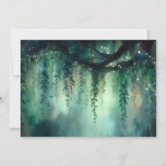 Carte De Remerciements Forêt Enchantée Jardin Magique Mariage Émeraude (Dos)