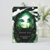 Carte De Remerciements Forêt Enchantée Pastel pour Anniversaire (Debout devant)