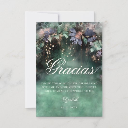 Carte De Remerciements Forêt Enchantée Périwinkle Woodland Quinceanera (Devant)