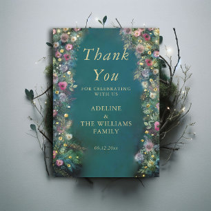 Carte De Remerciements Forêt enchantée Roses verdure Magique Sweet 16