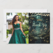 Carte De Remerciements Forêt enchantée vert émeraude Quinceañera Photo (Devant)