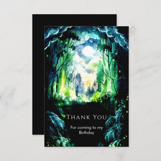 Carte De Remerciements Forêt étincelante Anniversaire boisée (Devant / Derrière)