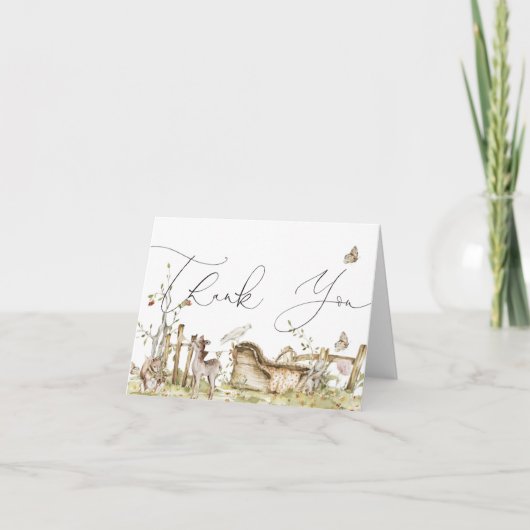 Carte De Remerciements Forêt forestière Animaux Baby shower ou anniversai (Devant)