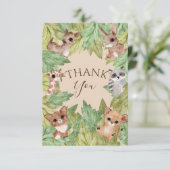 Carte De Remerciements Forêt forestière Animaux Baby shower verdoyant (Debout devant)