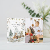 Carte De Remerciements Forêt forestière Animaux d'hiver Anniversaire Merc (Debout devant)