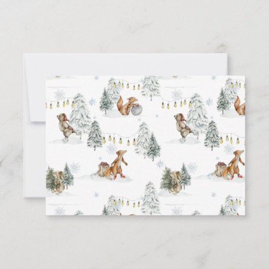 Carte De Remerciements Forêt forestière Animaux d'hiver Anniversaire Merc (Dos)