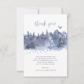 Carte De Remerciements Forêt neigeuse Bébé gris bleu Il fait froid dehors (Devant)