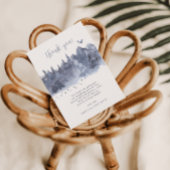 Carte De Remerciements Forêt neigeuse Bébé gris bleu Il fait froid dehors