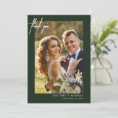 Carte De Remerciements Forêt photo moderne à la main verte (Debout devant)