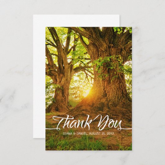 Carte De Remerciements Forêt rustique Mariage campagnard de verdure d'été (Devant / Derrière)