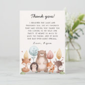 Carte De Remerciements Forêt sauvage d'une mignonne Bois Animaux Annivers (Debout devant)