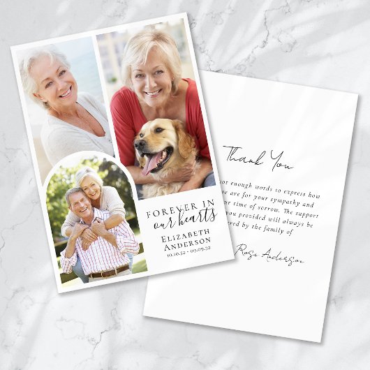 Carte De Remerciements Forever dans nos coeurs Arch Funeral Sympathy