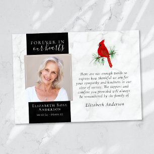 Carte De Remerciements Forever dans nos coeurs Cardinal Photo Sympathie