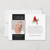 Carte De Remerciements Forever dans nos coeurs Cardinal Photo Sympathie (Devant)