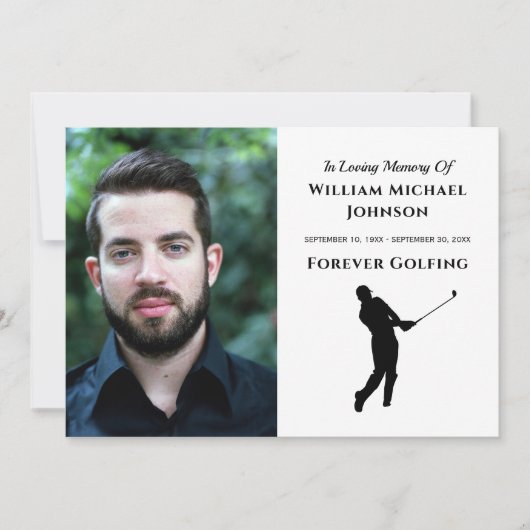 Carte De Remerciements Forever Golfing Custom Photo Funérailles commémora (Devant)
