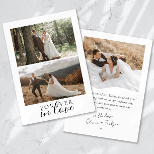 Carte De Remerciements Forever in Love Calligraphy Mariage Photo