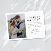 Carte De Remerciements Forever in Love Calligraphy Mariage Photo