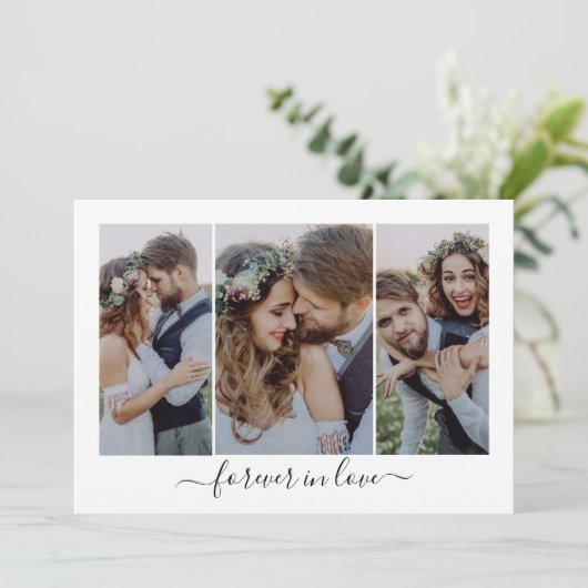 Carte De Remerciements Forever in Love Script Triptych Mariage photo (Debout devant)